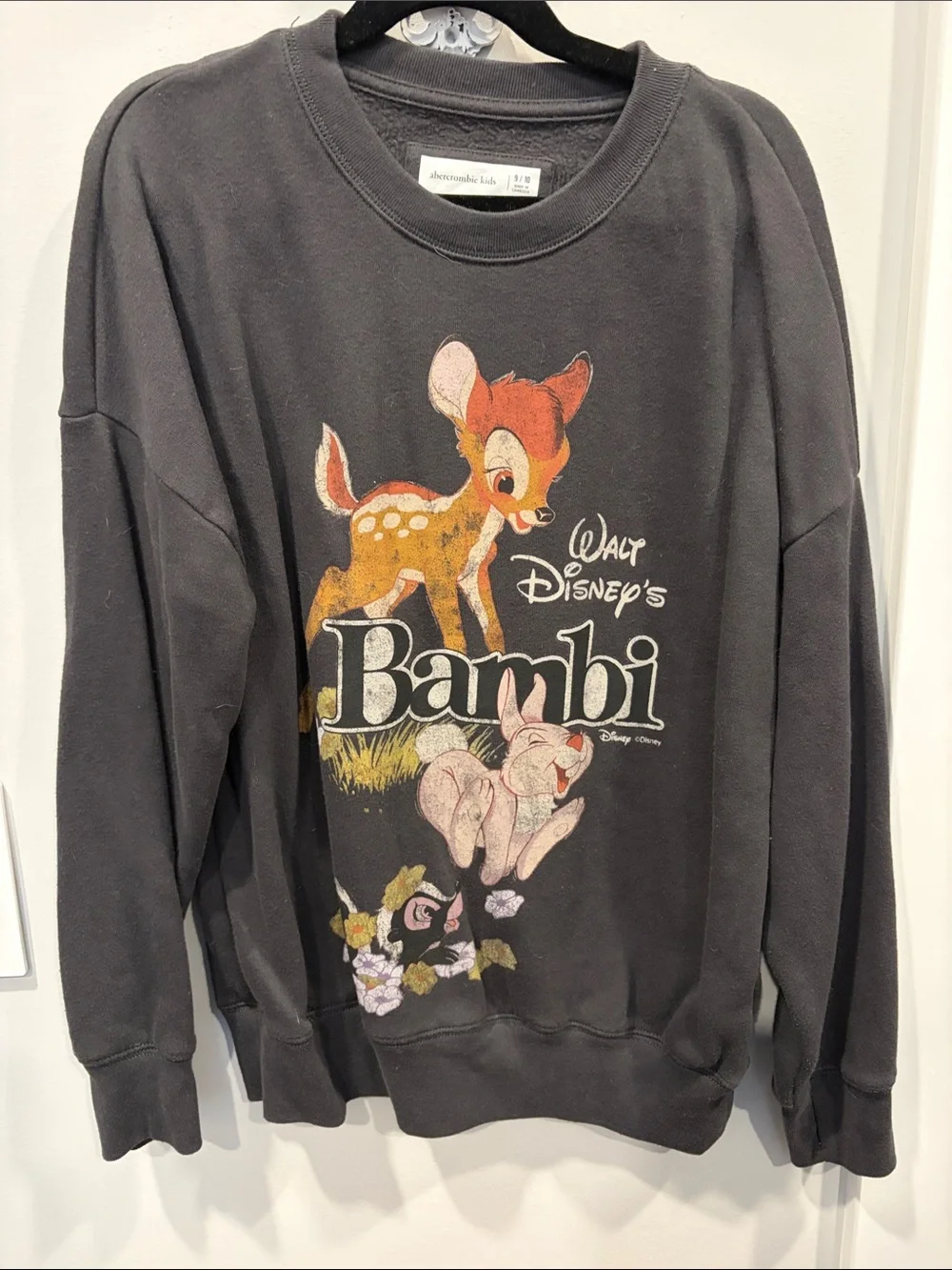 abercrombie kids Charcoal Bambi Graphic Crewneck Sweatshirt